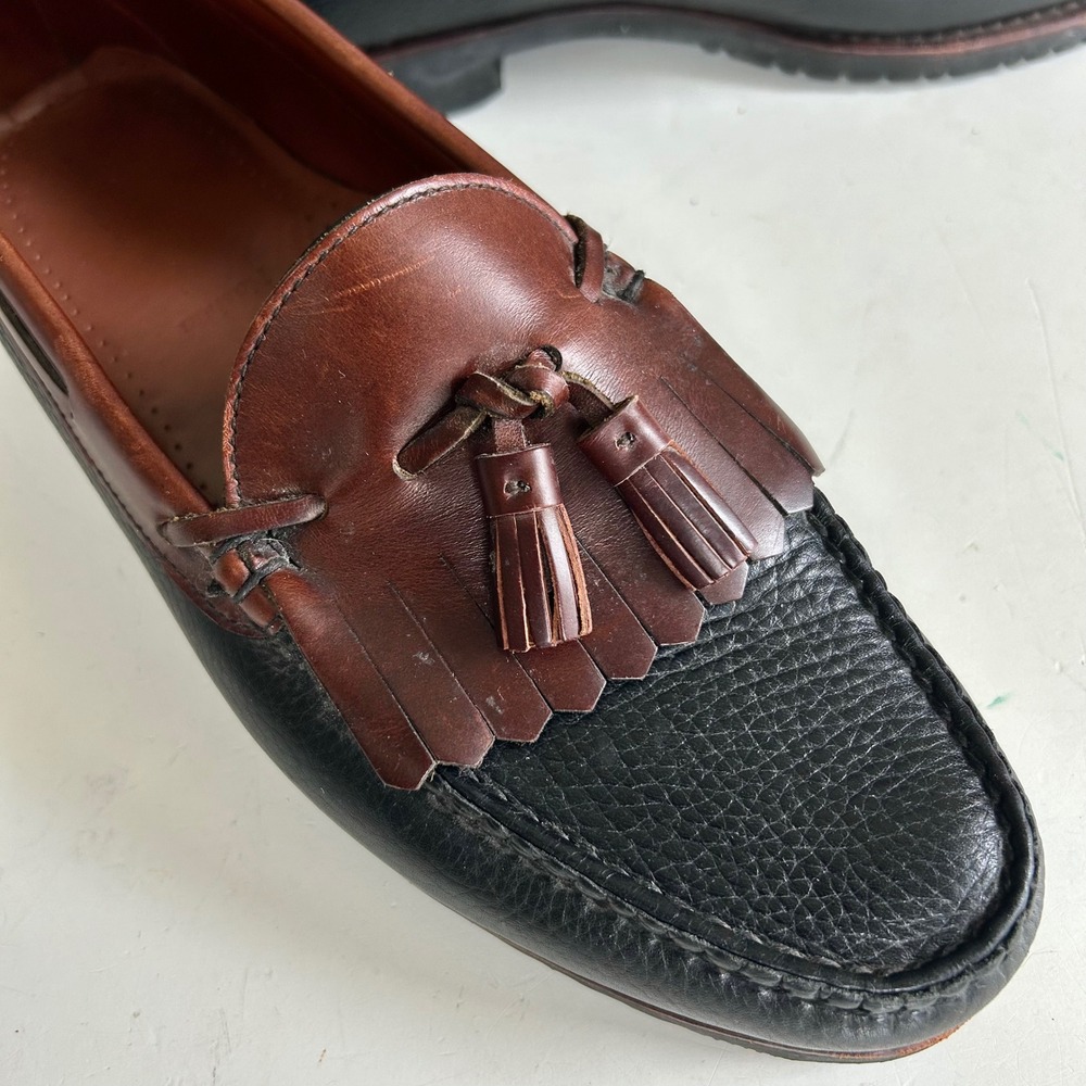 Allen Edmonds Loafers Mens 11 D Nashua Tassel Kiltie Boat Shoe Leather Preppy - Picture 5 of 13
